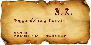 Mogyoróssy Korvin névjegykártya